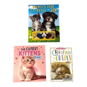 Kids Cute Kittens Books Set of 3 Girls Picture Books Cats Animals 3D